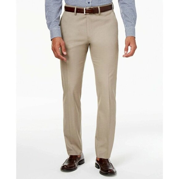 NEW Kenneth Cole Reaction Men's 36x29 Slim Fit Techni-Cole Dress Pants Beige - Picture 1 of 11